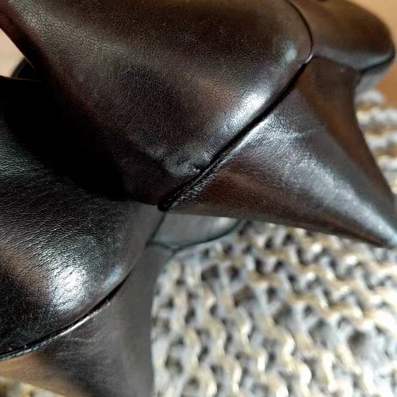 The Last Conspiracy Peep Toe Heels Black Leather - Picture 13 of 16